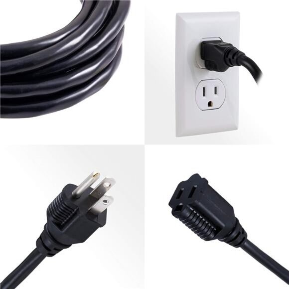 Outdoor Extension Cord,15 Ft,Heavy Duty Extension Cord,Double Insulated,Grounded - Picture 3 of 7